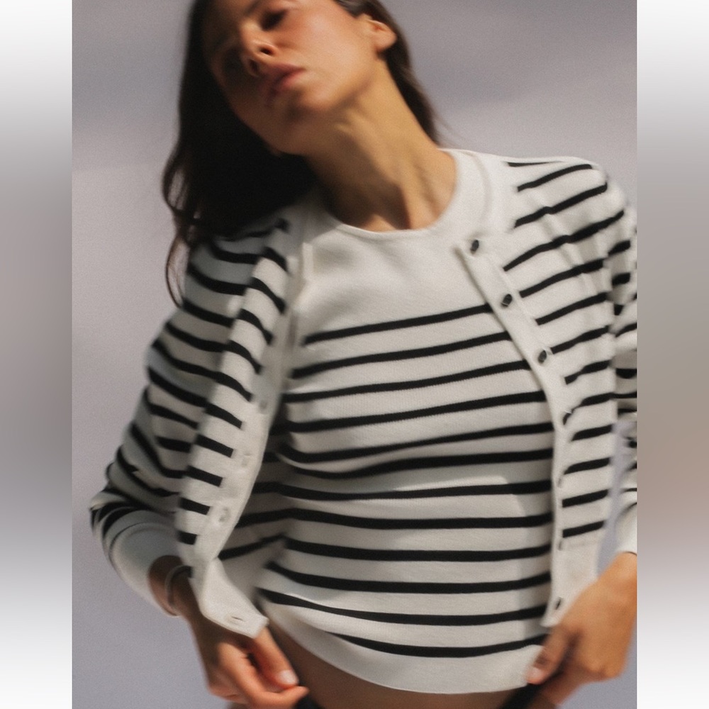 NA-KD Fashion striped knitted cardigan set